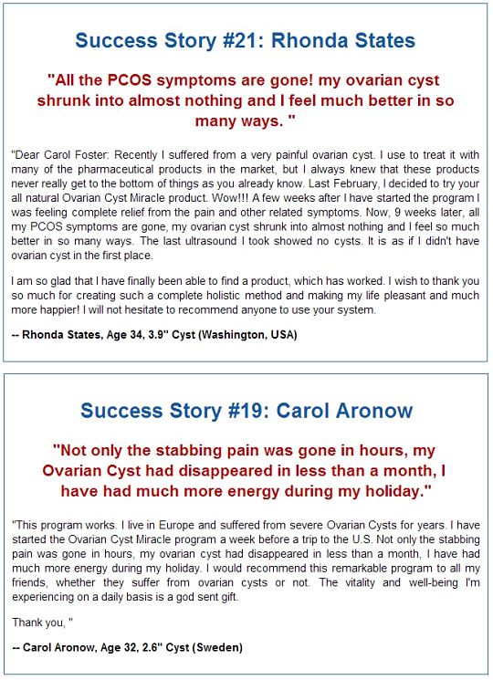 ovarian cyst miracle review Rhonda States and Carol Aronow