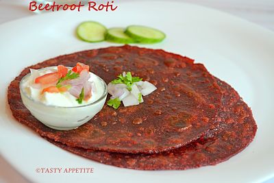 healthy snack ideas for kids and adults with beetroot & sesame roti