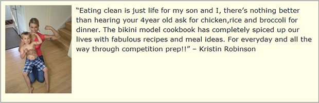 Bikini model cookbook testimonial - Kristin Robinson