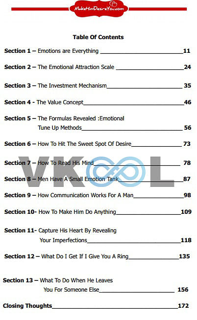 Make Him Desire You book review table of contents