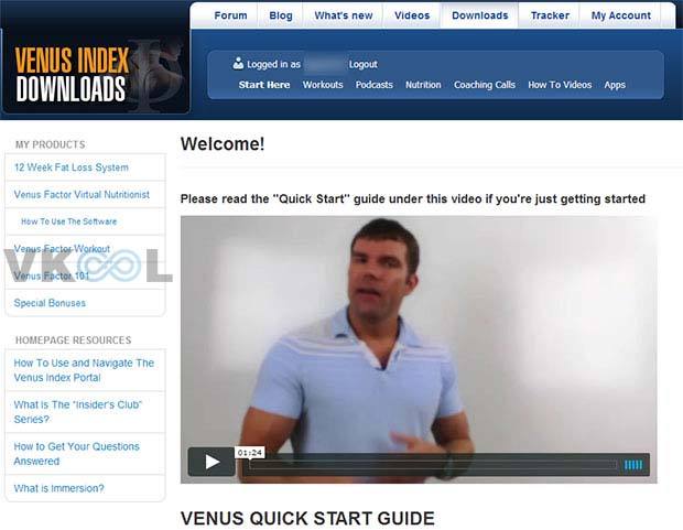 Venus factor system - Home page membership site