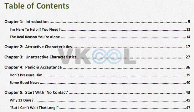 The ex factor table of content