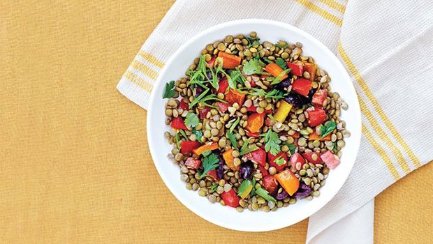 Grilled Peppers And Lentil Salad