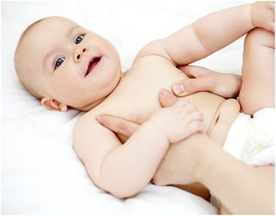 keep the baby active and massage the baby's stomach