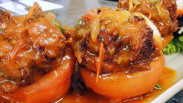 Fried Tomato Stuffed With Meat