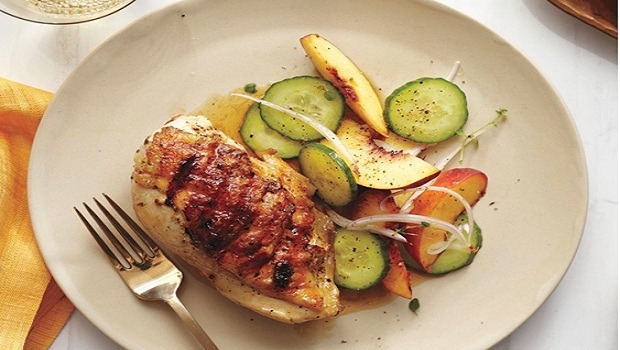grilled chicken breasts with peach and cucumber salad review