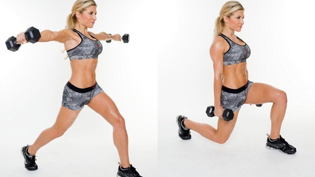 lunges using dumbbells