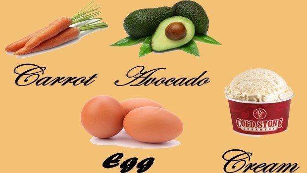 avocado face mask-carrot, cream, honey, egg avocado mask