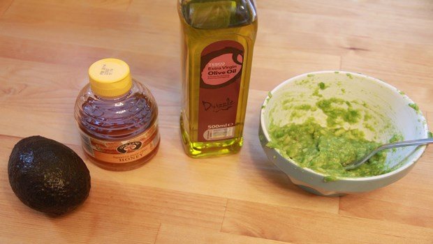 avocado hair mask-avocado, honey and olive oil