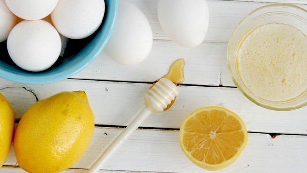 home remedies for double chin - egg white with honey, peppermint oil, & lemon juice