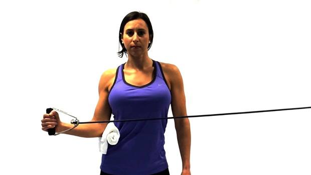 exercises for shoulder tendonitis - external rotation with a band