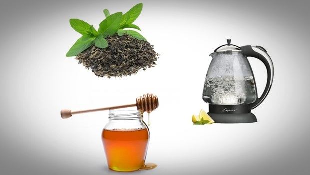 how to treat goiter - green tea leaves, hot water, and honey