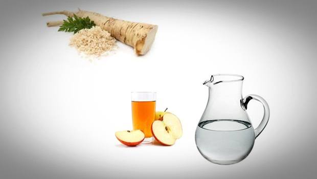 how to get rid of black spots - horseradish with water and apple cider vinegar
