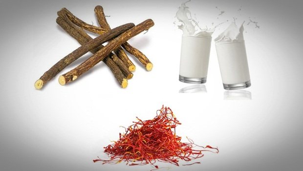 how to make hair thicker - licorice powder, milk, and saffron