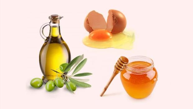 olive oil, honey egg yolk facial mask