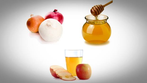 how to get rid of black spots - onion juice with honey and apple cider vinegar