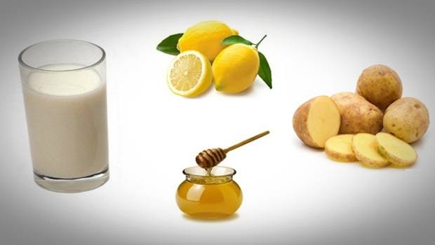 how to get rid of black spots - potatoes, lemon, honey, and milk