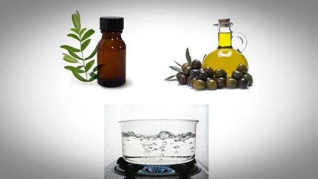 home remedies for clogged ears - tea tree oil with boiling water and olive oil