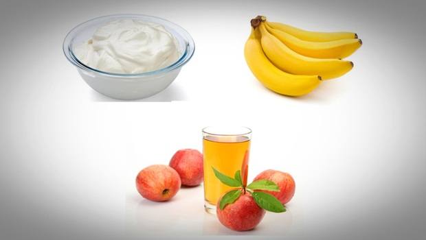banana hair mask - yogurt, gelatin powder, apple cider vinegar and banana mask