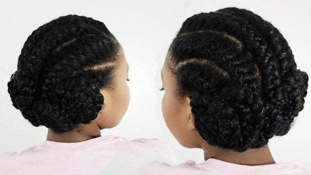 hair styles for babies - knotted bun and micro braids