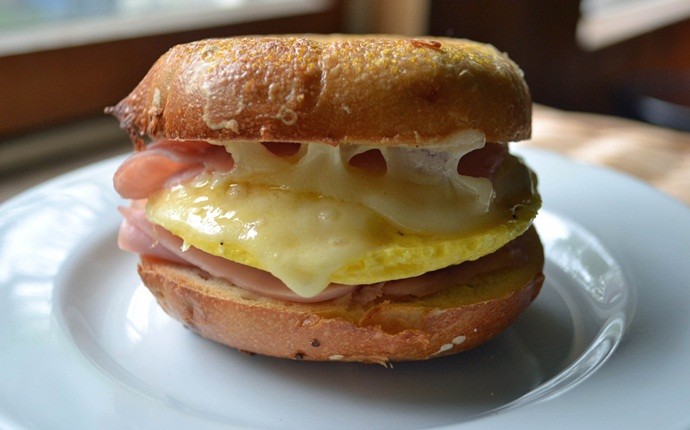 easy brunch ideas - meat egg and cheese bagel