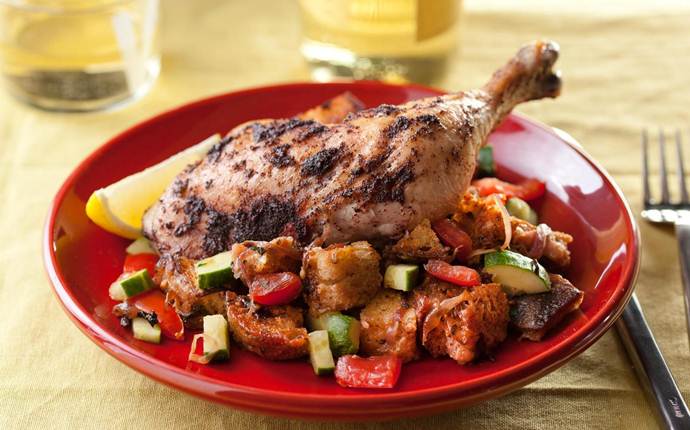 lunch ideas for teens - bread and tomato salad with chicken