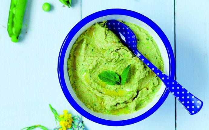 baby puree recipes - pea, spinach, and avocado