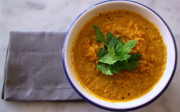 sweet potato recipes - sweet potato, curried carrot, and ginger soup