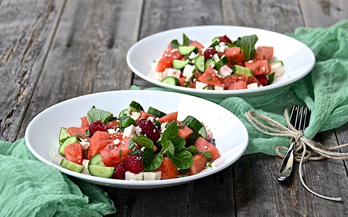 salad recipes for kids - cucumber and watermelon salad