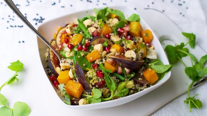 vegetarian salad recipes - quinoa lentil salad