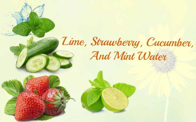 how to make detox water - lime, strawberry, cucumber, and mint water