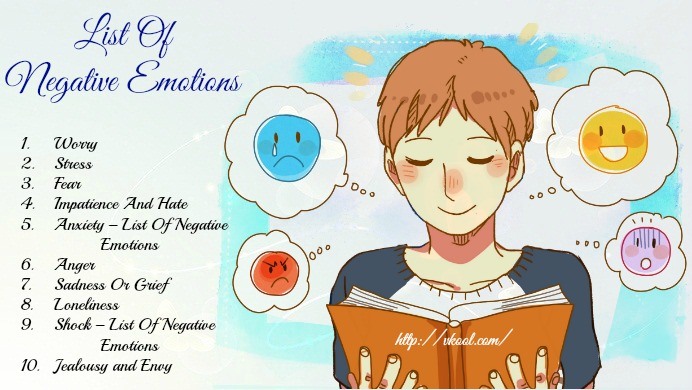 complete list of negative emotions